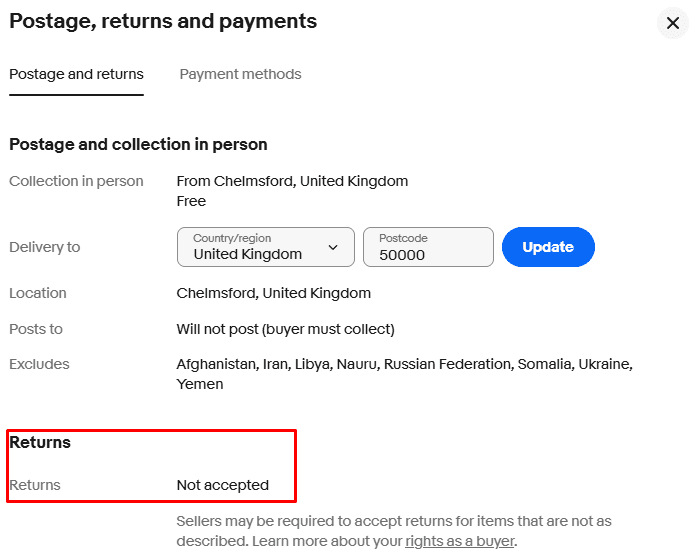 eBay return policy